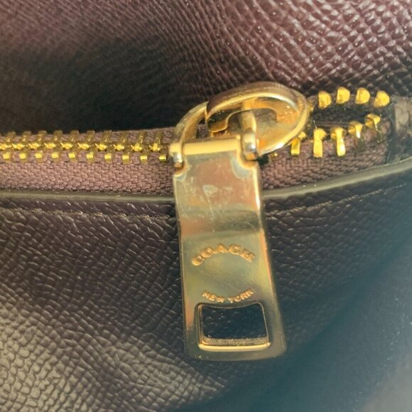 Coach Molly Tote Bag Burgundy Leather/Gold With Snake Print Straps E2278-C6750 - Picture 12 of 14